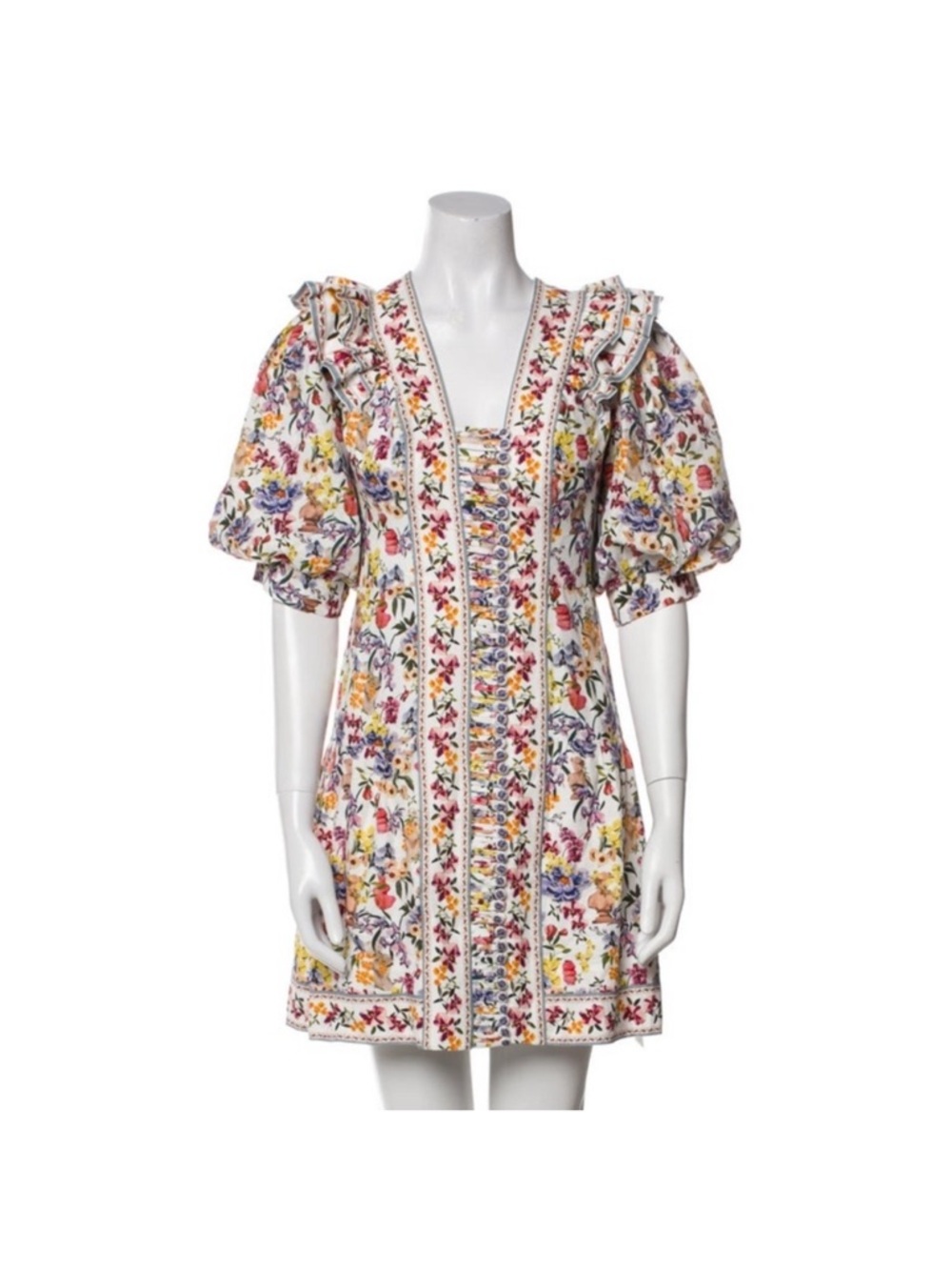 ‼️NEW Farm Rio Off-White Greek Garden Lenzing™ Ecovero™ Floral Mini Dress - Picture 6 of 14